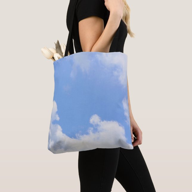 Blå himmel White Clouds Nature Tote Bag Tygkasse (Närbild)
