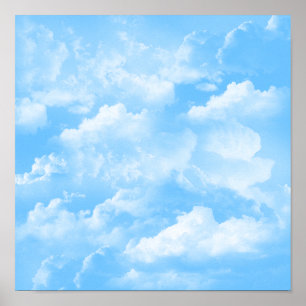Blå himmel White Clouds Poster