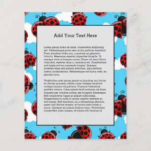 Blå himmel White Clouds Red Ladybug Beetle Insekt Flygblad