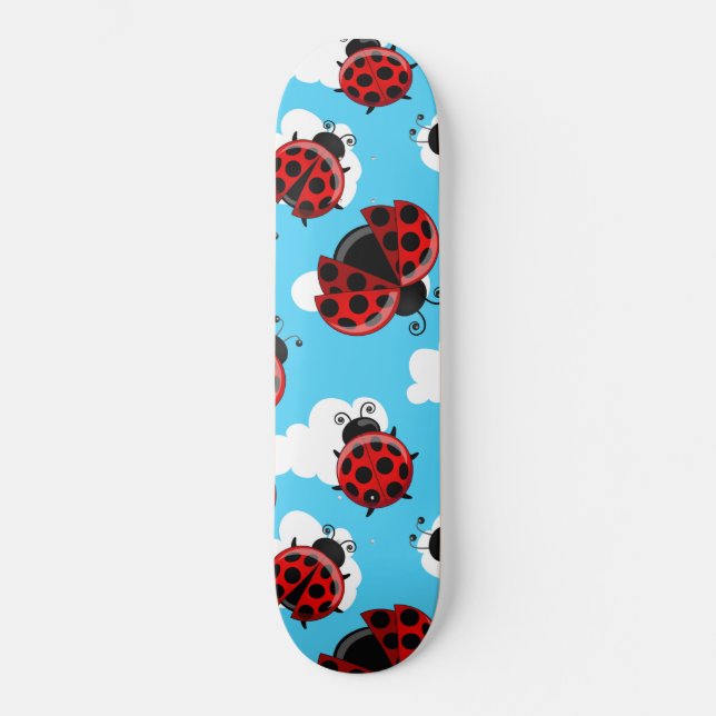 Blå himmel White Clouds Red Ladybug Beetle Mini Skateboard Bräda 18,5 Cm (Framsida)