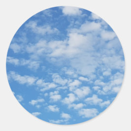 Blå himmel White Clouds Sticker-etikett Runt Klistermärke