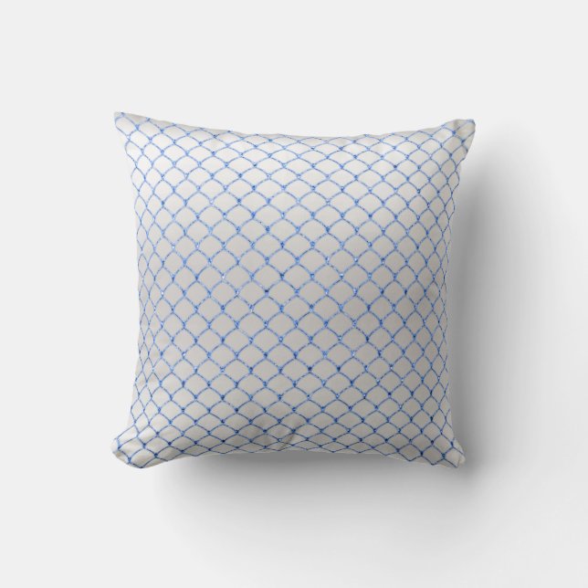 Blå himmel White Grått Art Deco Net Delikat Kudde (Framsida)
