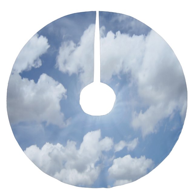 Blå himmelmoln + dina idéer julgransmatta borstad polyester (Framsidan)