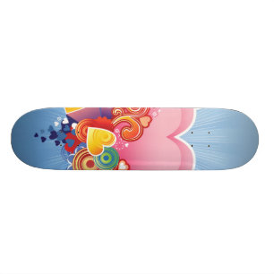 Blå himmelrosahjärta skateboard bräda 20,5 cm