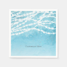 Blå himmelska strängljus rustika bröllopsfester pappersservett