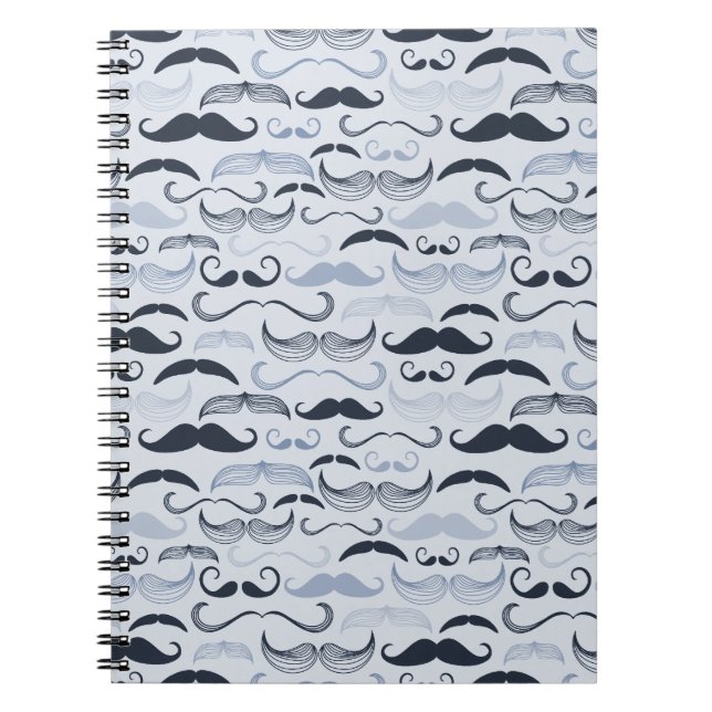 Blå Hipster Mustascher Anteckningsbok (Framsidan)