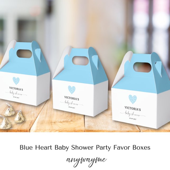 Blå Hjärt Baby Shower Fest  Presentaskar (Skapare uppladdad)