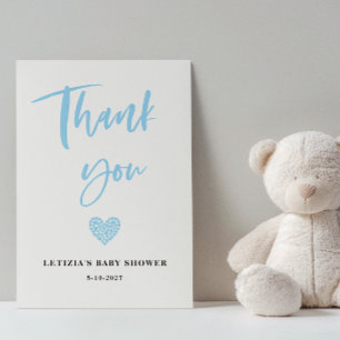 Blå Hjärt Baby Shower Tack Kort