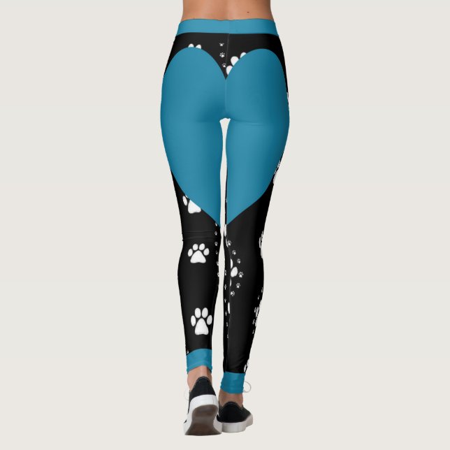 Blå Hjärt Hundvalpsklor Leggings (Baksida)
