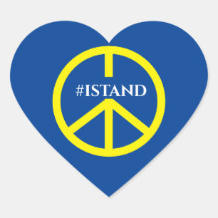 Blå hjärt- och Gultens fredssymbol Hjärtsfästen Hjärtformat Klistermärke