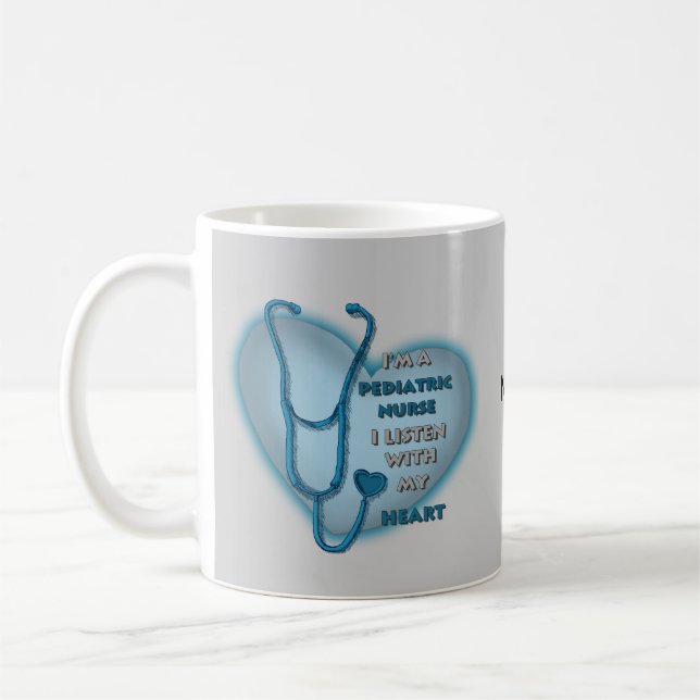Blå hjärta barnsköterska kaffemugg (Vänster)