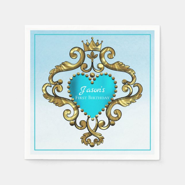 Blå hjärta och Guld Pappersservett (Framsidan)