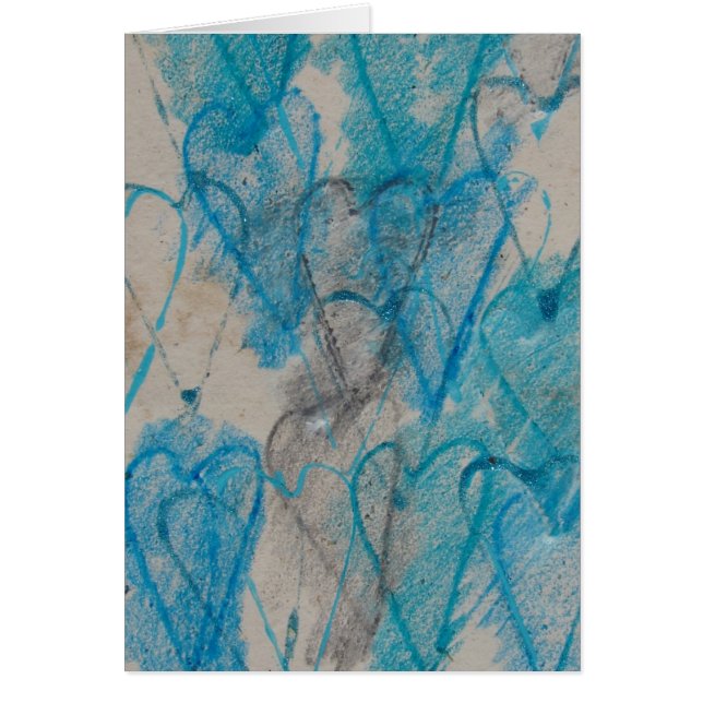 Blå hjärtan hälsningskort (Framsidan)