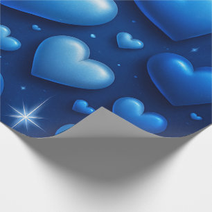 Blå hjärtan med Stars Mönster Presentpapper
