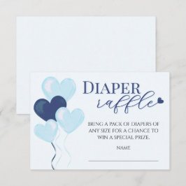 Blå Hjärtan Pojke Baby Shower Blöja Lotteri Tilläggskort