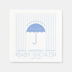 Blå Hjärtan Pojke Baby Shower Fest Papper Servett