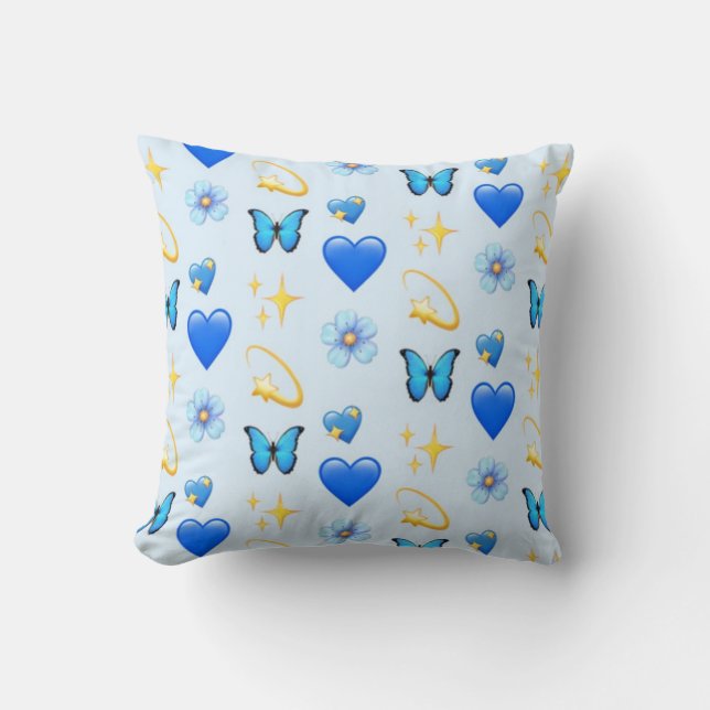 Blå hjärtan - Skapa din egen (CYO) - Pillow Kudde (Framsida)