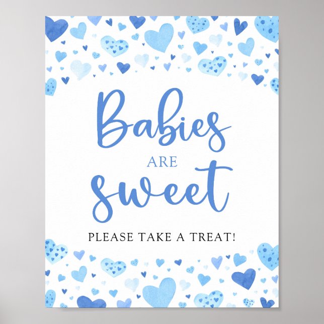 Blå hjärtan Valentine Baby Shower Spädbarn är Swee Poster (Framsidan)
