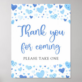 Blå hjärtan Valentine-Tack för kommande tecken Poster