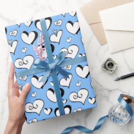 Blå hjärtans inslagspapper presentpapper