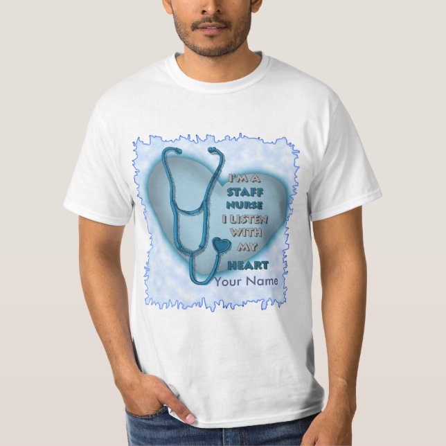 Blå Hjärtat Sjuksköterska T Shirt (Framsida)