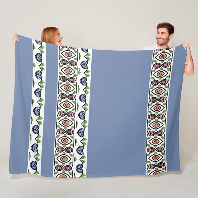 Blå hjärtdesign fleecefilt (På plats)