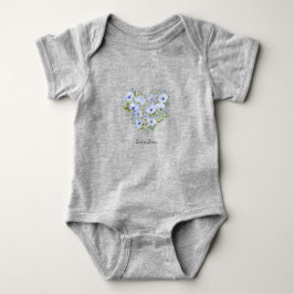 Blå Hjärtformad Blommig Bebis Bodysuit T Shirt