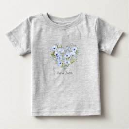 Blå Hjärtformad Blommig Bebis T-Shirt
