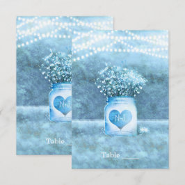 Blå Hjärtformad Murarvas & Babysand Tablett Nummer Inbjudningar