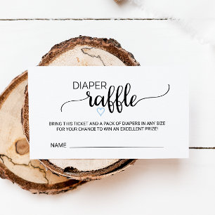 Blå hjärtsvart kalligrafi Diaper Raffle Insert Tilläggskort