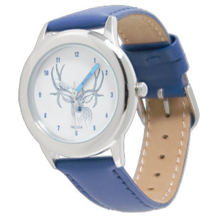 Blå hjort-head-illustration armbandsur