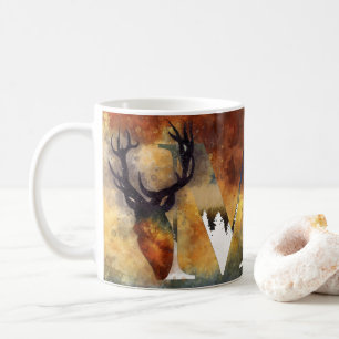 Blå Hjort Monogram-familjens kabinett Namn Kaffemugg