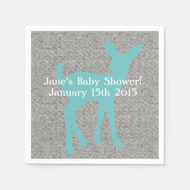 Blå Hjort och Grått Burlap Napkins Pappersservett (Framsidan)