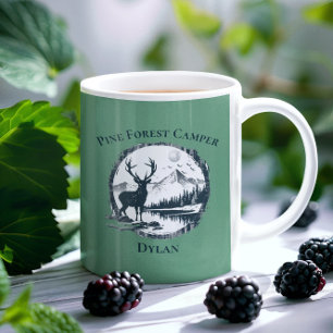 Blå Hjort Skogen & bergarts Anpassningsbar Text & Kaffemugg