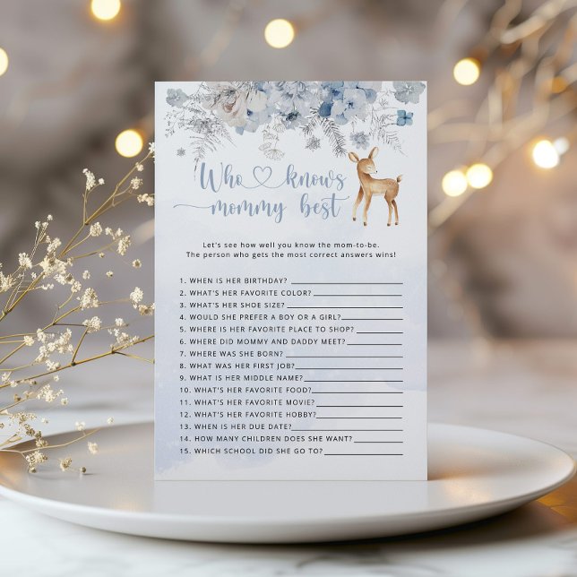 Blå hjort som känner mamma bästa babyduschspel (Skapare uppladdad)