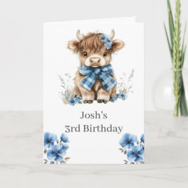 Blå höglandskö Födelsedagsfest inbjudan