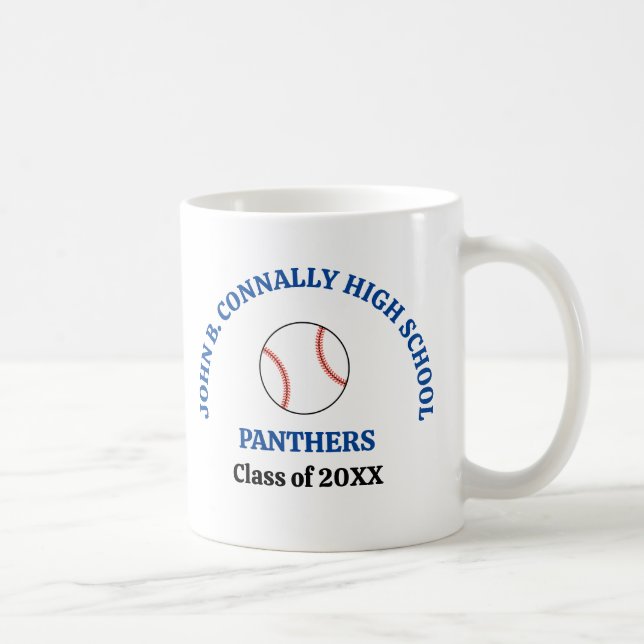 Blå högstadiebasebollspelare Personlig Kaffemugg (Höger)