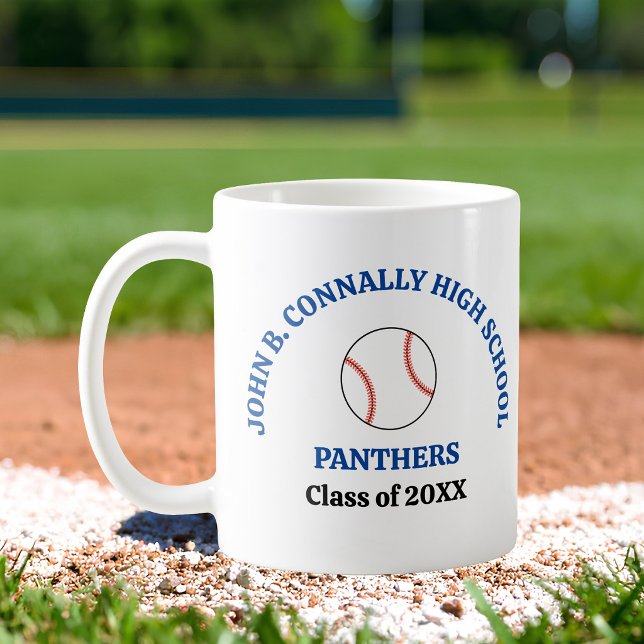 Blå högstadiebasebollspelare Personlig Kaffemugg (Skapare uppladdad)