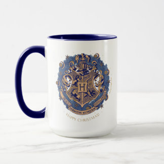 Blå HOGWARTS™-krans med vapensköld till jul Mugg