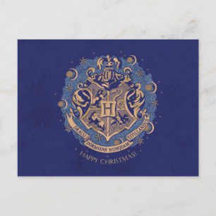Blå HOGWARTS™-vapen Julkrans Helg Vykort