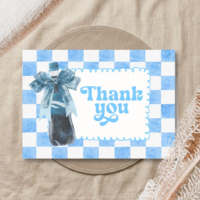 Blå Hon är redo att poppa Babykalas Tack Kort (Ready to Pop Cola Baby Shower Thank You Card)
