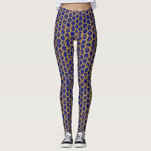 Blå honeycomb Leggings (Framsida)