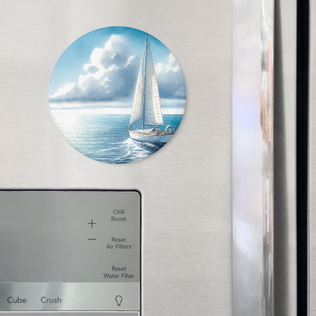 Blå Horisont Ensam Segelbåt Magnet (In Situ (Fridge))