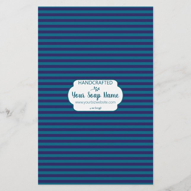 Blå Horisontell Randig Tvål Omslags Papper (Framsida)