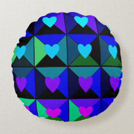 Blå hörnens rutor rund kudde