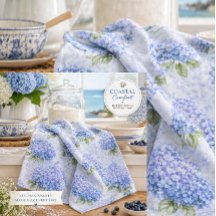 Blå Hortensia Akvarell Kust Köksduk