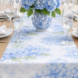 Blå Hortensia Akvarell Kustnära Bordslöpare