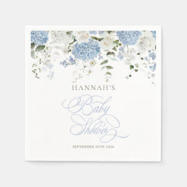 Blå Hortensia Baby Shower Servetter