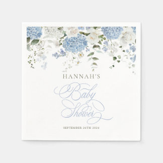 Blå Hortensia Baby Shower Servetter