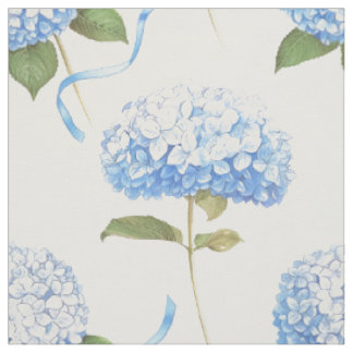 Blå Hortensia Band Blommönster Tyg